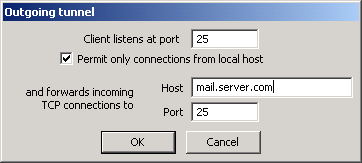 Outgoing tunnels for SMTP connection