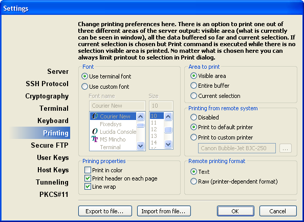 Secure FTP Settings