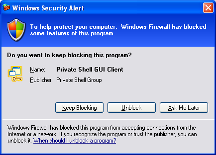 XP SP2 Security alert